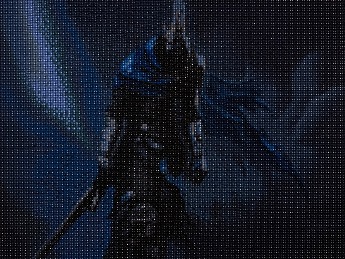 Cuadro de Artorias de Dark Souls realizado con pintura diamante en tonos oscuros